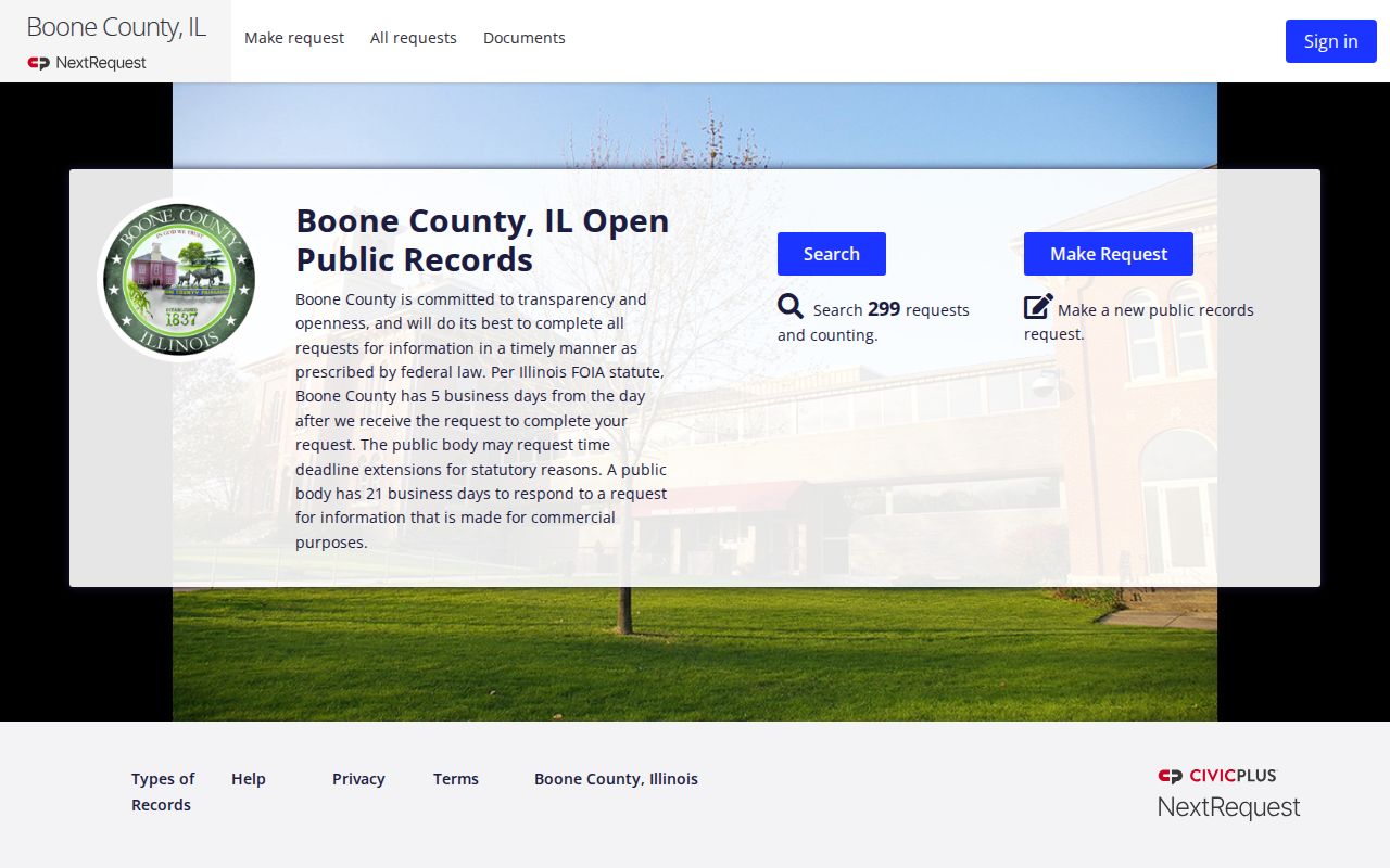 Boone County official arrest and booking records request portal