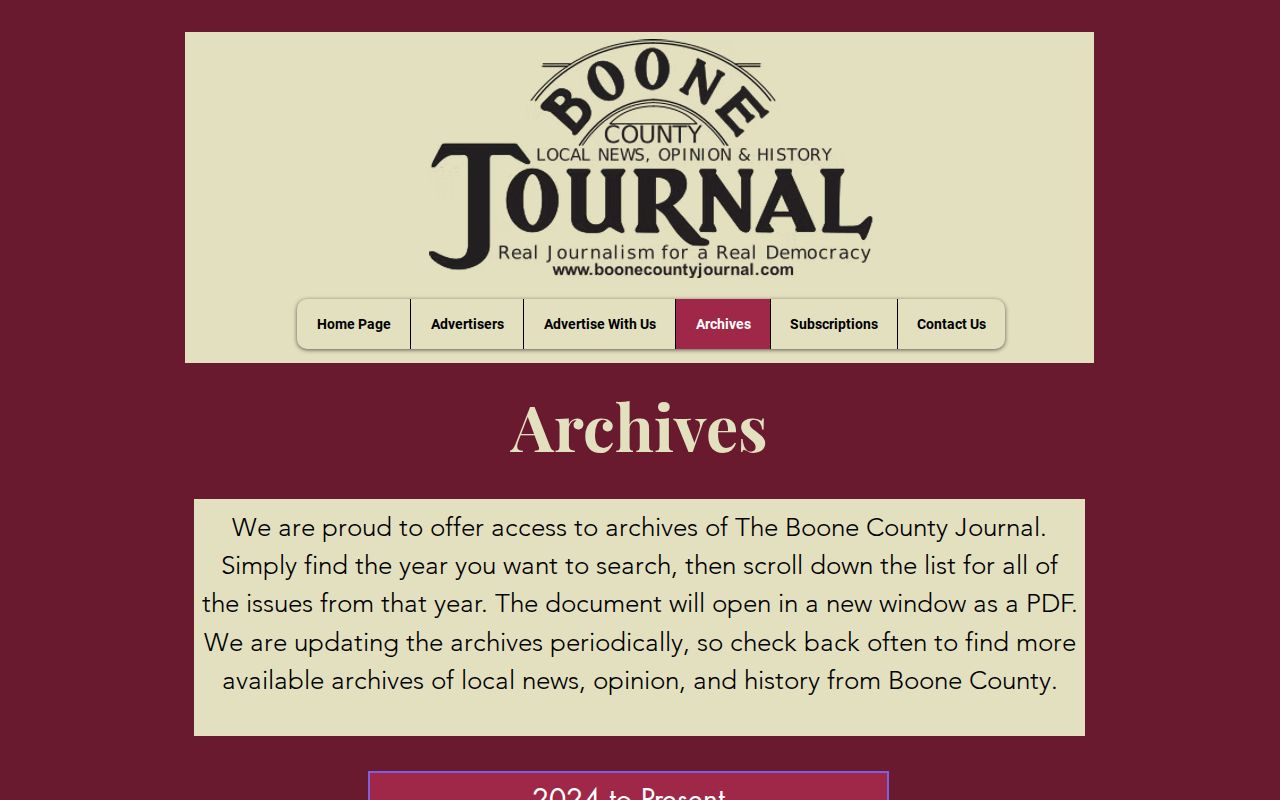 Boone County Journal archive for dated police and arrest reporting